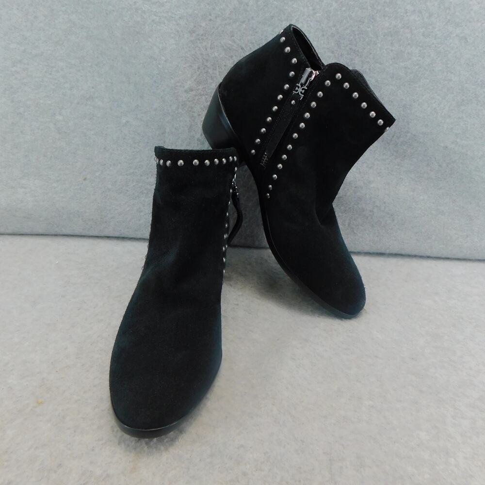 Sam Edelman Paola Black Stacked Heel Almond Toe Embellished Fashion Ankle Boots - Picture 5 of 13